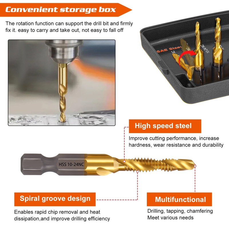 OCR 13PCS Titanium Drill Tap Set, HSS SAE & Metric