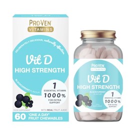 Proven Vitamin D - High Strength 2000 IU Blackcurrant Flavoured Chewable VIT D3 Tablets - Essential for Everyday Health - High Potency Great Taste