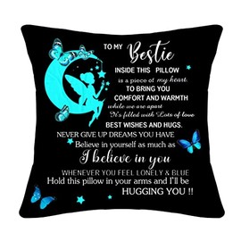 Best Friend Cushion Cover Throw Pillow Cover Pillowcase for Women Girls Friendship Gifts Birthday Gifts (bestie)