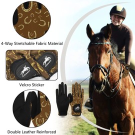 Women Horse Riding Gloves Equestrian Gloves Horseback Summer Autumn Comfortable Breathable Grip Gloves for Outdoor Sports Driving Bike Workout Gardening(Womens-Brown,Large)