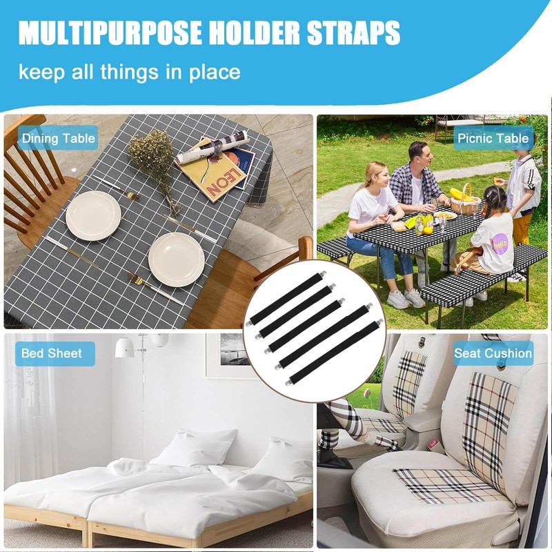 Tablecloth Clips for Outdoor Thick Tables Hidden Strap 5 Pack,