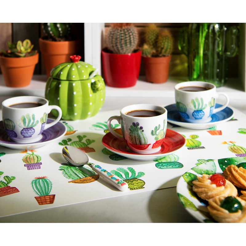 Excelsa Cactus Ceramic Sugar Bowl, 200 ml, Green