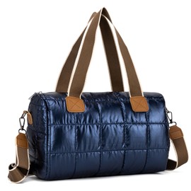 GreenTribes - Bolso acolchado para mujer, bolso cruzado acolchado grande, de algodón, suave, acolchado, Azul