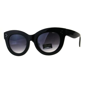 Womens Round Butterfly Sunglasses Thick Frame Stylish Shades UV 400 Black, Smoke