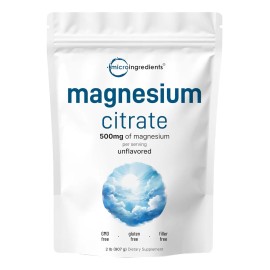 Polvo Citrato De Magnesio Microingredients 2 Lb 907 Gramos Sabor Sin Sabor