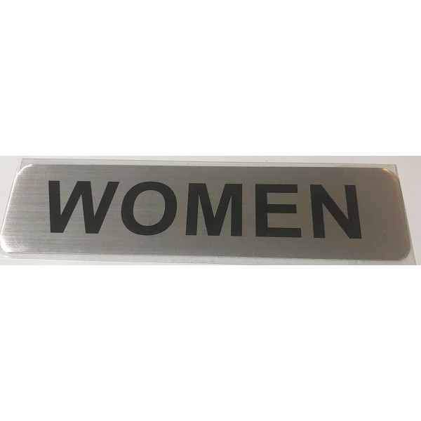 BUILDINGSIGNS.COM RESTROOM WOMEN SIGN (BRUSHED ALUMINUM 2X8-HEAVY DUTY !!! )-The