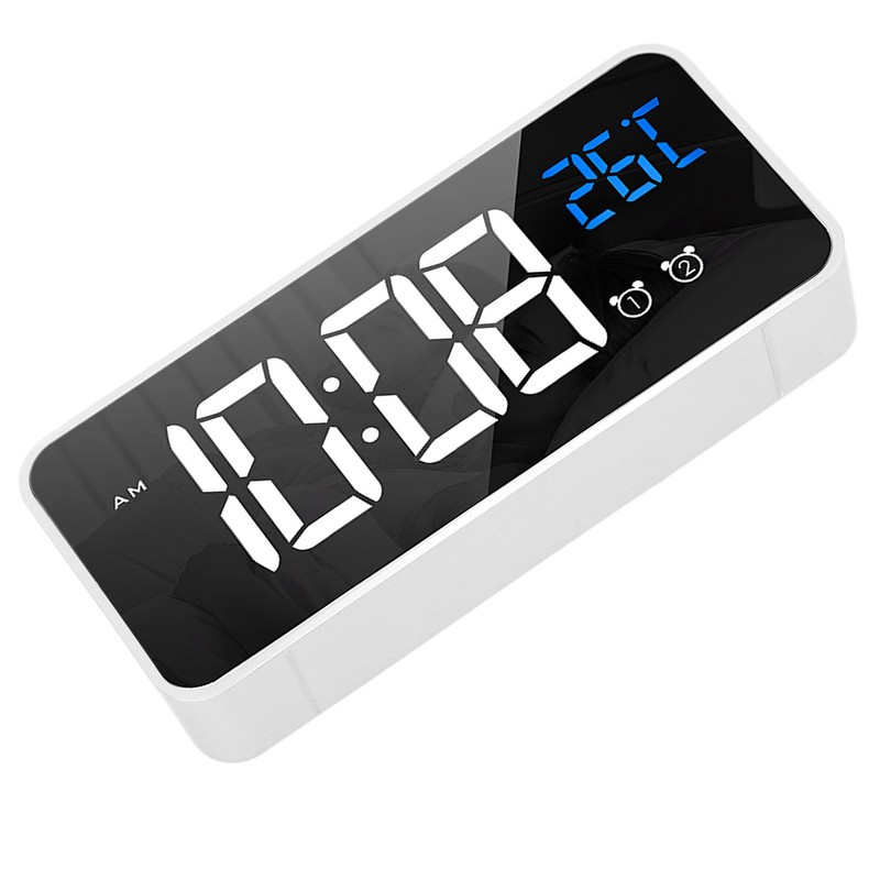 Mirror LED Alarm Clock Two Sets of Alarm Rechargeable Voice