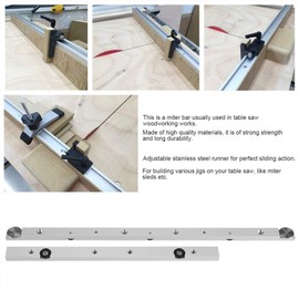 Miter Bar, Aluminium Alloy Miter Slider Miter Rail Universal Guide and Stop Rail Guide Rail Slider Table Saw Track Rod Woodworking Tool (300 Sliders)