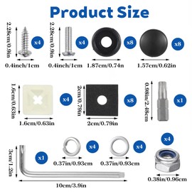Anti Theft License Plate Screw Kit, Anti Theft Mounting Hardware for Car Tag Plate Frames Covers, M6 (1/4") Tamper Proof Screws, Fastener Nuts, Caps Cover for Front Rear Frame Holder Mounting