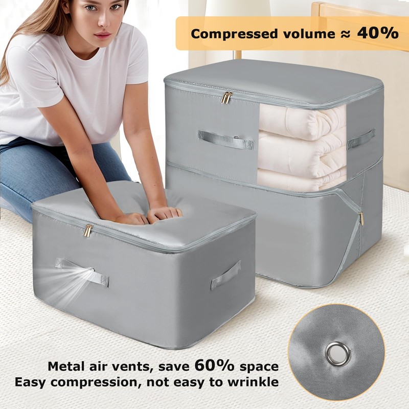 Minicoco Duvet Storage Bags with Zips Self Compression Storage Bags