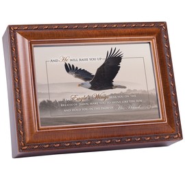 Cottage Garden Raise You Up On Eagles Wings Flying Woodgrain Keepsake Music Box Plays On Eagle's Wings