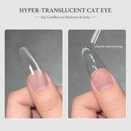 GAOY Jelly Silver Cat Eye Gel Nail Polish, 16ml Glitter Holographic Nail Polish with Magnet, Reflective Translucent UV Gel, 3143 Liquid Silver