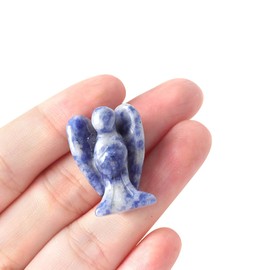 6 Pcs Angel Shape Worry Stones Bulk Set Thumb Healing Stress Pocket Crystal Stone for DIY Meditation Anxiety Therapy