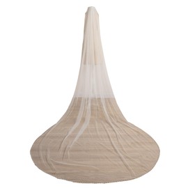 EllieWely Pearl Soft Tulle Wedding Bridal Veil Fingertip Length 38inch Ivory