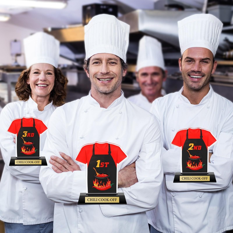 DoubleFill 3 Pcs Chili Cook Off Trophies 1st 2nd 3rd