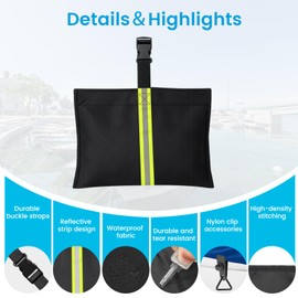 NOOKAT 8 Pack Boat Cover Sandbags, 800D Marine Grade Polyester Fabric Reflective Sand Bag Mooring Kit, Windproof Boat Cover Weight Bags with Tarp Clip Accessories