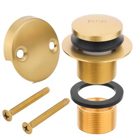 Bath Tub Drain and Overflow Kit, Universal Bathtub Drain Replacement Kit with with Two Holes Overflow Plate All Metal Bath Tub Drain Stoppers Tip-Toe Tub Conversion Kit