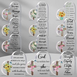 Pinkunn 14 Pcs Acrylic Christian Gifts Religious Gifts for Women Inspirational Gifts with Bible Verse and Prayers Scripture Gifts Keepsake Paperweight Bulk for Church (Vibrant Style)