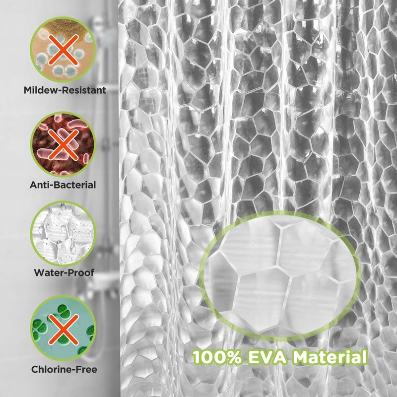 OTraki Clear Shower Curtain, 120 X 200 CM Extra Long