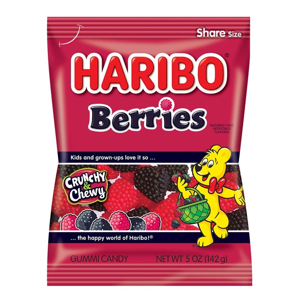 HARIBO Gummi Candy, Berries, 5 oz. Bag (Pack of 12)