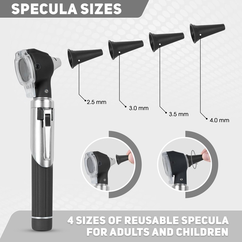 Pure sharp Compact Fiber Optic Otoscope Kit | 2.5V Halogen