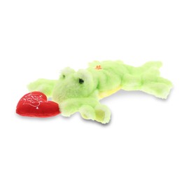 DolliBu I Love You Valentine Plush Green Gecko - Cute Soft Cuddly Stuffed Animal with Red Heart Gift for Valentines Day, Birthday Present, Anniversary, Romantic Date - 13.5 Inches
