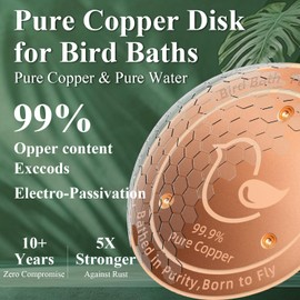 Fashtour Copper Bird Bath Disks (2-Pack), 4.2" Large Surface, 20% More Coverage, Year-Round Water Cleanliness