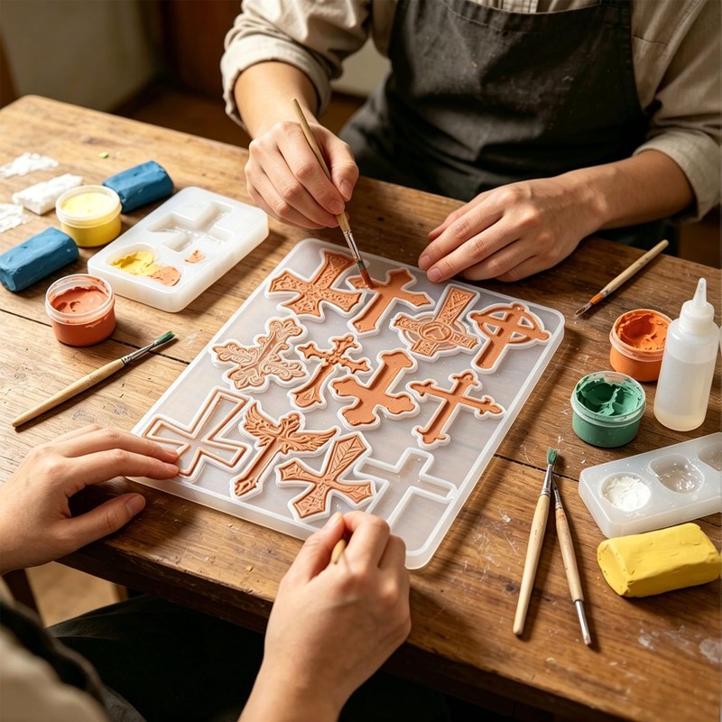 12 Cavity Cross Resin Molds, Silicone Cross Molds for Epoxy