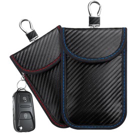 Faraday Pouch for Car Keys,2 Pack Faraday Key Fob Protector Bag,Car RFID Signal Blocking Pouch,Anti-Theft Car Security Cage-Blue+Red