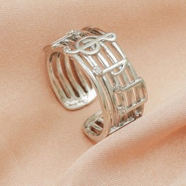 Caiyao Music Note ring for Women Musical Note Adjustable Rings rings Lover Musican Gifts-Silver