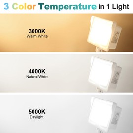 kadision 55W LED Flood Light with Dusk-to-Dawn Photocell, 3000K/4000K/5000K Selectable, 120V 6600lm IP65 Waterproof Knuckle Mount Outdoor Security Lights, ETL Listed, White 2-Pack