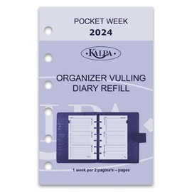 Kalpa 6 Ring Binder Agenda Refill Personal Organiser Diary Insert Calendar Insert, 2024, B7 Pockets, 1 Week on 2 Pages
