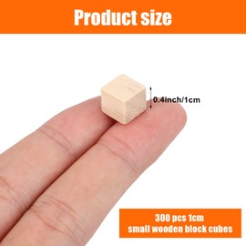 Pack of 300 Wooden Blocks for Crafts, 1 cm Unfinished Wooden Cubes Wooden Blocks for Crafts, Puzzle Making and DIY Projects