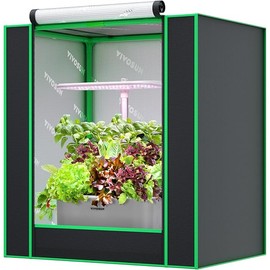 VIVOSUN Small Grow Tent for Aerogarden, Hydroponics Growing System, 20”x14”x21” Highly Reflective Mylar Indoor Grow Tent with Sealed Bottom Design, Ventilation Window and Cable Hole Port