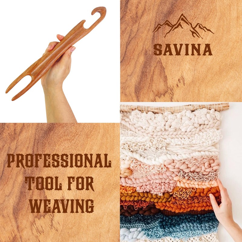 Savina 11.8in Wooden Weaving Shuttle - Handcrafted Loom Sticks for