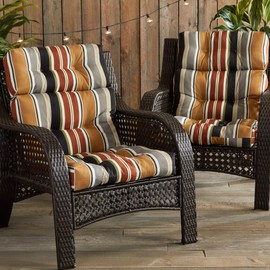 Greendale Home Fashions Outdoor 44 x 22-inch High Back Chair Cushion, Set of 2, Espresso Stripe 2 Count