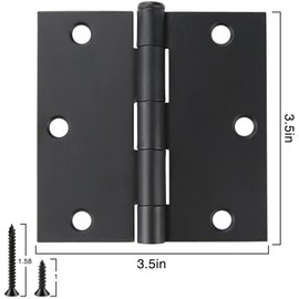 12 Pack 3 1/2 Inch Matte Black Door Hinges 3.5" Interior Square Iron Bifold Silver Standard Residential 3 ½"Satin Nickels Hinge for Doors Hardware Kit Tool Office Bedroom Study Living Room Decor