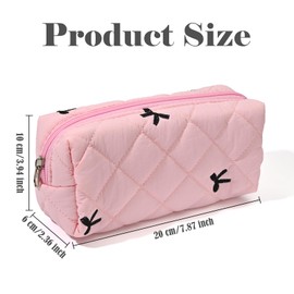 BAYTORY Floral Pencil Case, Cosmetic Bag with Smooth Zipper, Flower Pencil Pouch, Small Floral Design, Soft Multifunctional Pencil Bag, Aesthetic Stationery Organizer, for Women and Girls (Pink)