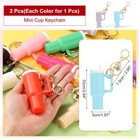 PATIKIL Mini Tumbler Schlüsselanhänger, 2 Stück Mini Cup Schlüsselanhänger Lippenbalsamhalter Niedlicher Charm Schlüsselanhänger für Rucksack Charm Damen