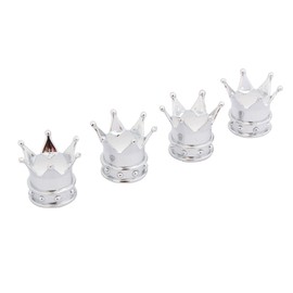 TOMALL Silver Crown Style Chrom Wheel Tire Valve Stem Caps for Off-Road Auto Valve Dustproof Cover