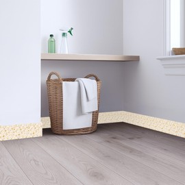 IOHEFY Beige Mosaic Wallpaper Border 196x4 Inch Peel and Stick Wall Border Removable Vinyl Wall Trim Geometric Pattern for Kitchen Bathroom Bedroom Living Room Decor