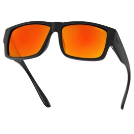 TOROE Matte Black VALLEY Z87+ Polarized TR90 Sunglasses Anti-Glare Polycarbonate ANSI Safety Rated Glasses (Matte Black | Black Emblem | Fire Red)