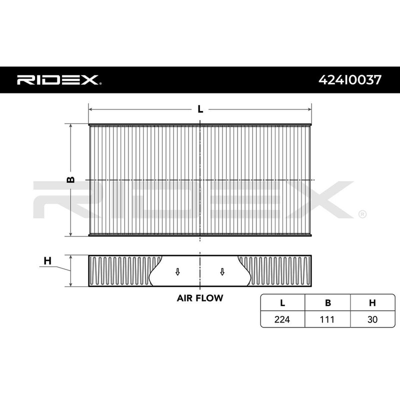 RIDEX Cabin Air Filter 424I0037 30 mm