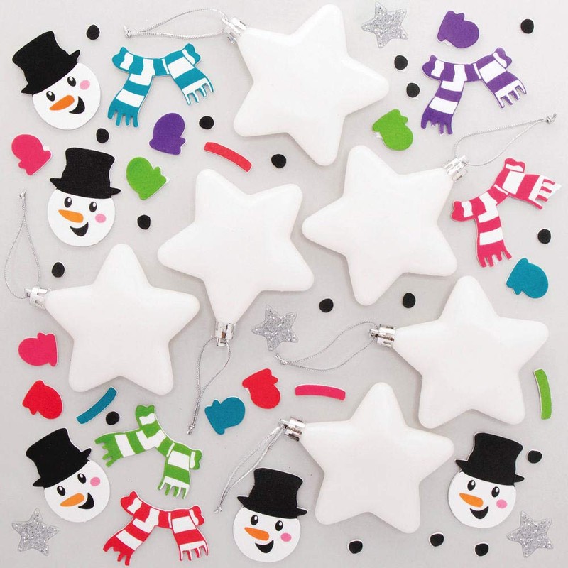 Baker Ross Snowman Star Bauble Kits – Pack of 6,