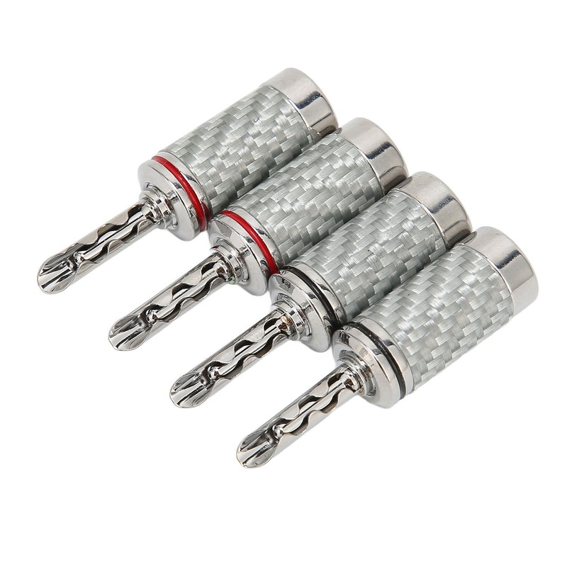 4pcs BFA Banana Plug Brass White Carbon Fiber Shell Speaker