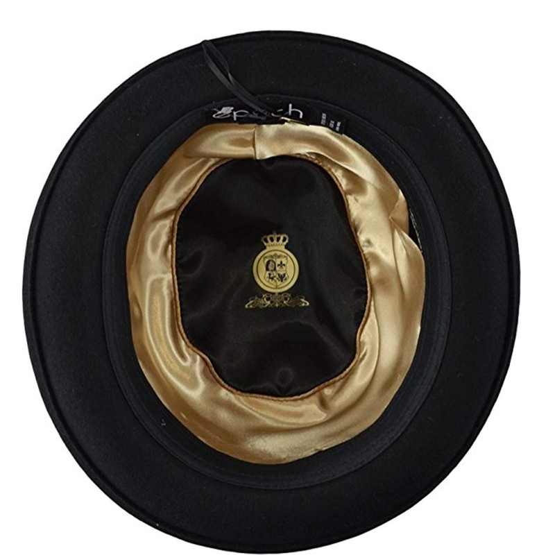 Mens Crushable Wool Felt Porkpie Fedora Hats (XL, HE34BLACK)