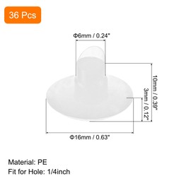 sourcing map 36Pcs Glass Table Top Bumpers with Stem, 6mm/0.24Inch White Rubber Bumper Grippers Anti Collision Slip Glass Table Spacers for Patio Table Cabinet Furniture (Fits 1/4Inch Hole)