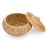 IGNPION Rattan Storage Basket with lid Multi-Purpose Decorative Storage Baskets