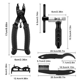 RYACO 12PCS Bike Chain Tool Sets (2025News) 3PCS Bicycle Cleaning Brush, Bicycle Link Plier, Chain Cutter Checker, Bike Missing Links, Wrench kits Suit for 6-12 Speed Chain, Road Mountain Sports Bike