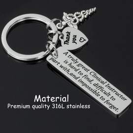 Hutimy Jewelry Men's Hutimy Clinical Instructor Gifts Keychain Men Best Nursing Instructor Appreciation Gift Nurse Preceptor Thank You Key Chains Jewelry Clinical Instructor Large Stainless Steel
